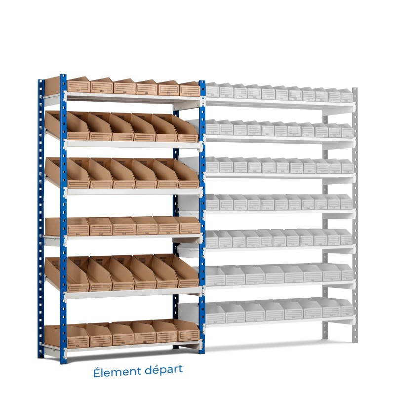 Picking charge legère Rang'Eco Stockage mixte à tablettes inclinées - Élément départ